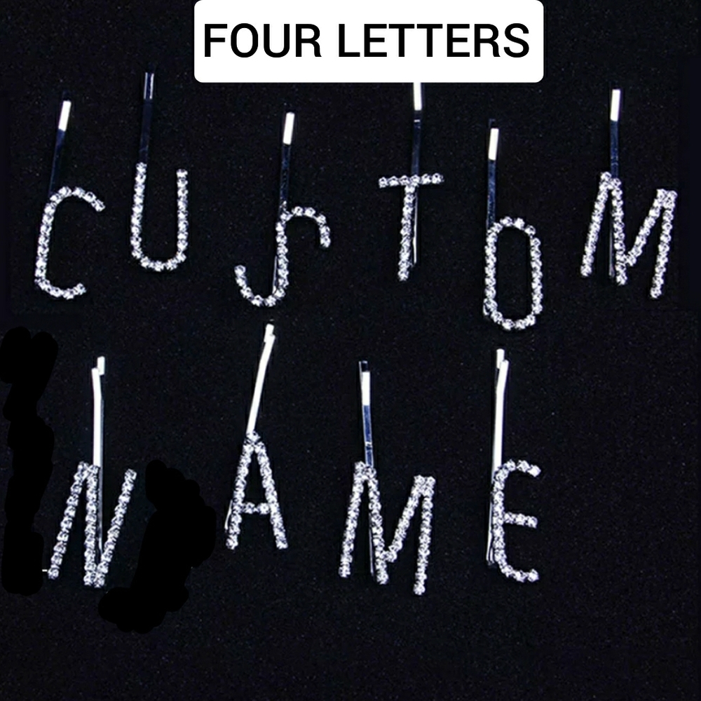 (4 LETTERS) Rhinestone Hair Barrette … - Picture 2 of 5